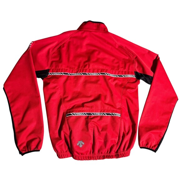 VINTAGE DESCENTE LONG SLEEVE CYCLING JACKET M RED Pockets Full Zip High Neck - Picture 2 of 12